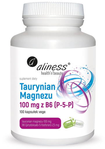 Taurynian Magnezu 100 MG z B6 x100 vege caps. Aliness
