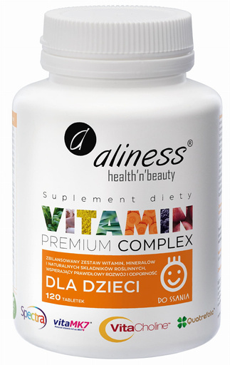 Premium Vitamin Complex dla dzieci x 120 tabletek do ssania, Aliness