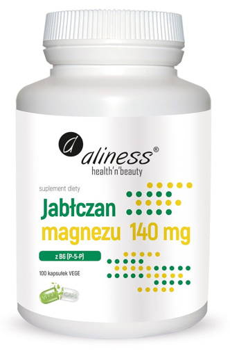Jabłczan magnezu 140 mg z B6 (P-5-P) x 100 Vege caps - Aliness
