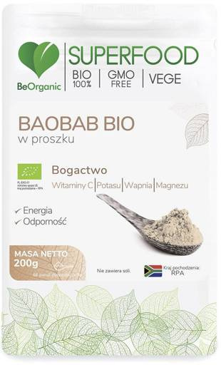 Baobab BIO w proszku 200g, BeOrganic