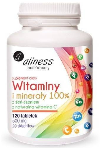 Witaminy i Minerały 100% + Żeń Szeń x 120 tabl. Aliness