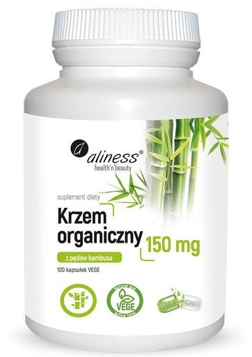 Krzem Organiczny z pędów bambusa 150mg, 100 wegetariańskich kapsułek, Aliness