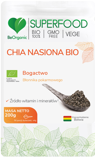 Chia nasiona BIO 200g, BeOrganic