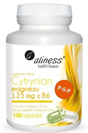 Magnez - Cytrynian Magnezu 125 mg z witaminą B6, Aliness