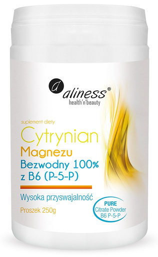 Cytrynian Magnezu Bezwodny 100% z B6 (P-5-P), proszek 250g - Aliness