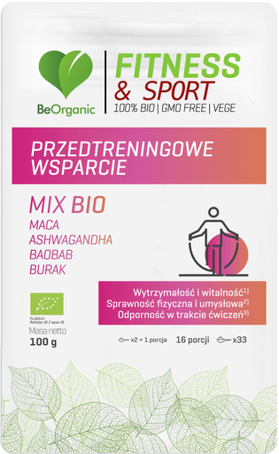 Przedtreningowe wsparcie MIX BIO 100g, BeOrganic
