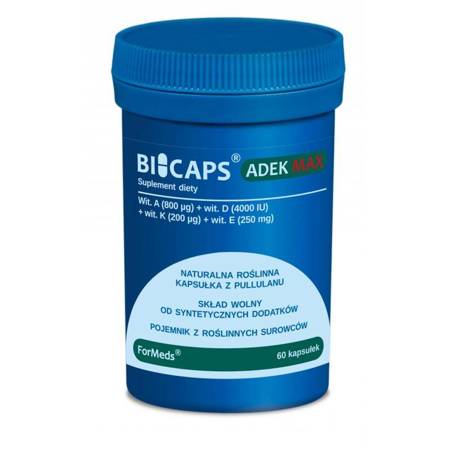 BICAPS® ADEK MAX - witamina A, 4000 IU D3, E, K2Mk7 - 60 kapsułek, ForMeds