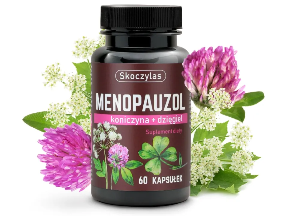 menopauza menopauzol skoczylas koniczyna MENOPAUZOL Koniczyna czerwona, dzięgiel chiński 60kaps Skoczylas - obrazek 1